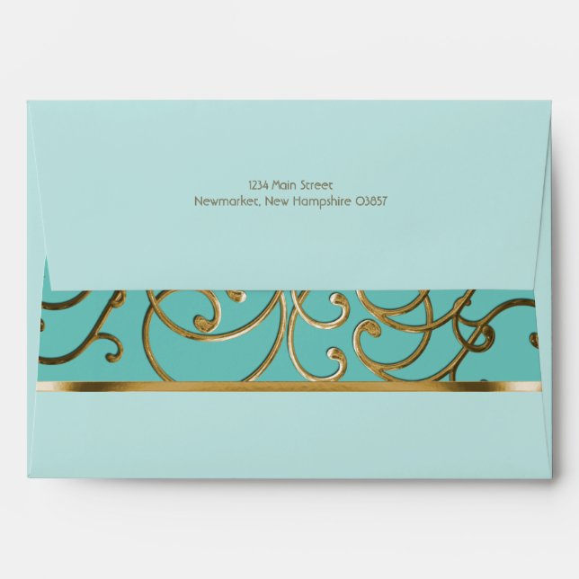 Elegant Choose Colors Gold Filigree Envelope (Back (Top Flap))