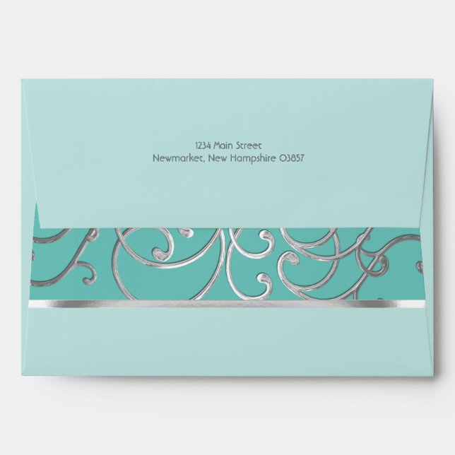 Elegant Choose Colors Silver Filigree Envelope (Back (Top Flap))