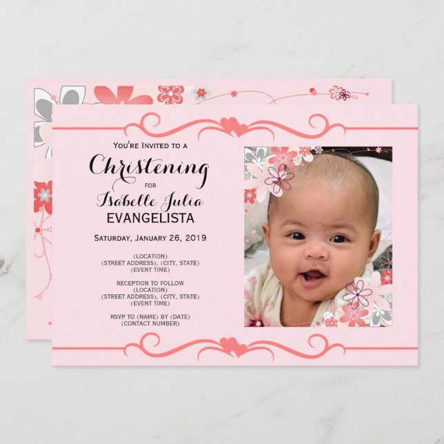 Elegant CHRISTENING Event Invitation (Front/Back)