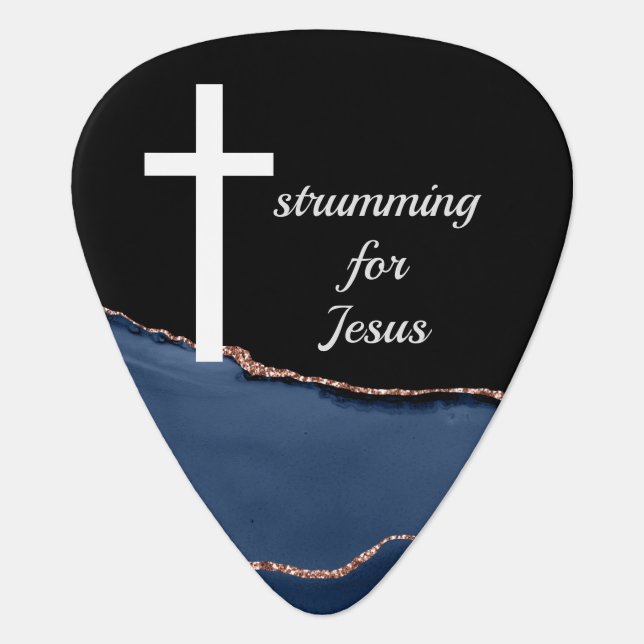 Elegant Christian Band Strumming For Jesus Guitar Pick (Front)