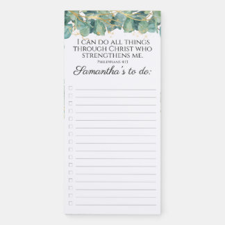 Elegant Christian Bible Verse Eucalyptus Greenery Magnetic Notepad