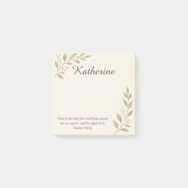 Elegant Christian Botanical Sticky Notes (Front)