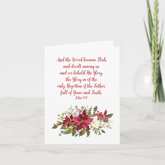 Elegant Christian Christmas Bible Verse Poinsettia Holiday Card ...