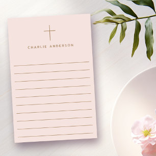 Elegant Christian cross name light blush pink Post-it Notes