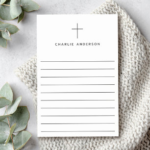 Elegant Christian cross name lined white Post-it Notes