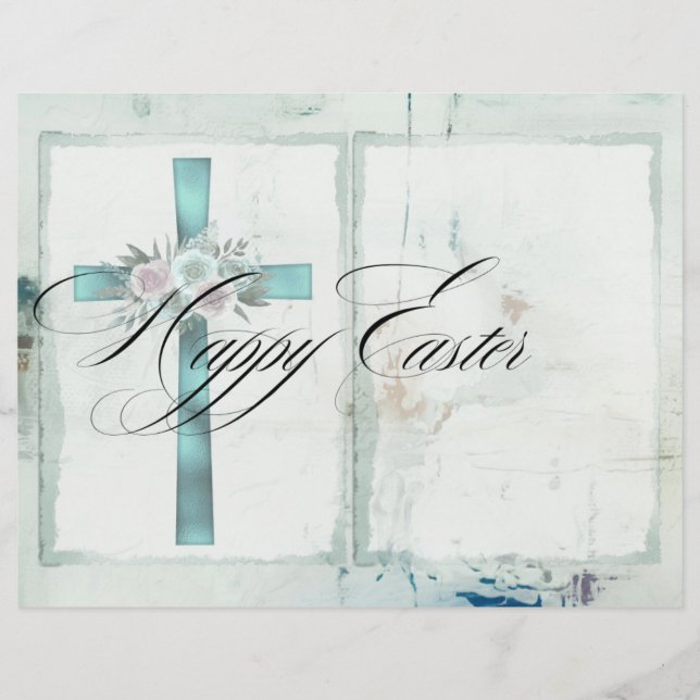 Elegant Christian Easter Teal Blue Scrapbook Paper (Front)