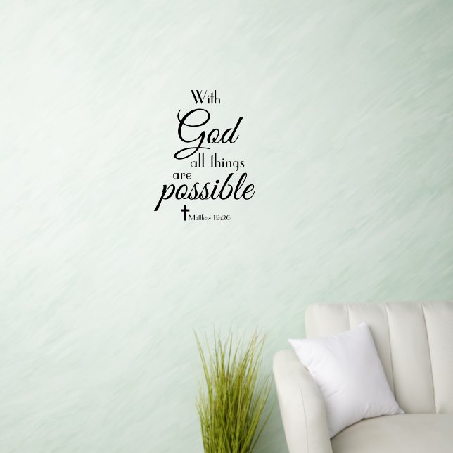 Elegant Christian Matthew Bible Verse Wall Decal (Living Room)