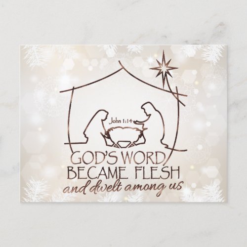 Elegant Christian Nativity Scripture Christmas  Holiday Postcard