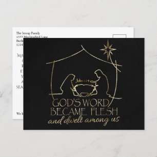 Elegant Christian Nativity Scripture Christmas Holiday Postcard