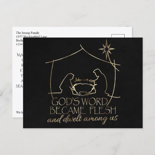 Elegant Christian Nativity Scripture Christmas  Holiday Postcard