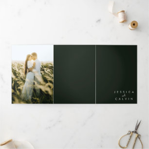 Elegant Christian Photo Wedding Invitation Green