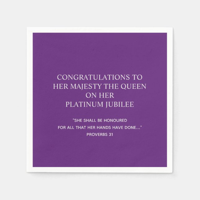 Elegant Christian QUEEN'S PLATINUM JUBILEE Paper Napkins (Front)