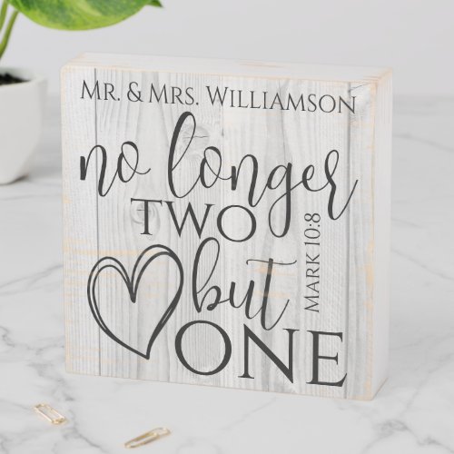 Elegant Christian Wedding Scripture Quote Family Wooden Box Sign