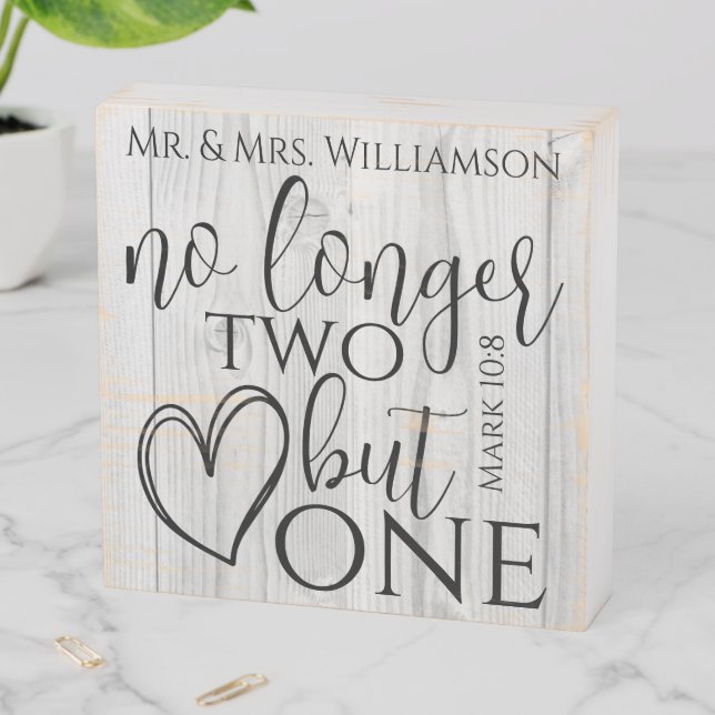 Elegant Christian Wedding Scripture Quote Family Wooden Box Sign (In Situ Horizontal)