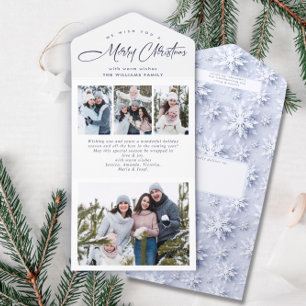 Elegant Christmas 4 Photo Greeting Holiday Card