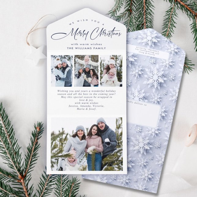 Elegant Christmas 4 Photo Greeting Holiday Card (Creator Uploaded)