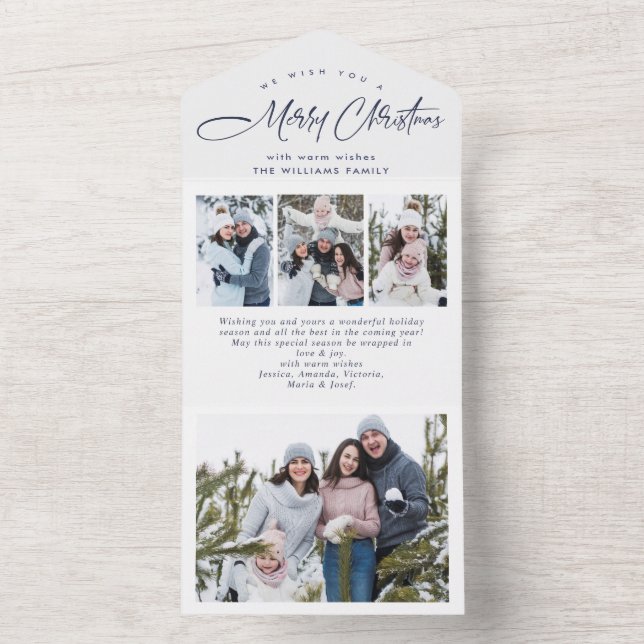 Elegant Christmas 4 Photo Greeting Holiday Card (Inside)