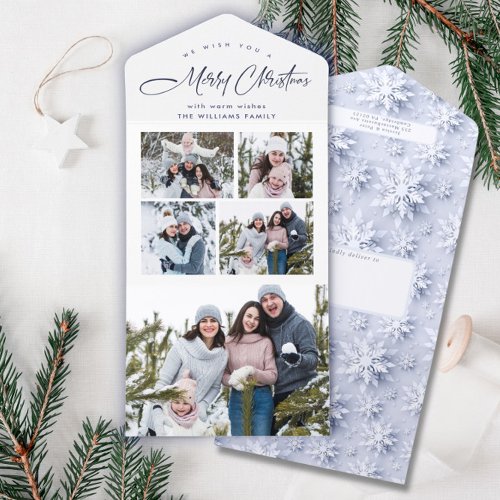 Elegant Christmas 5 Photo Greeting Holiday Card