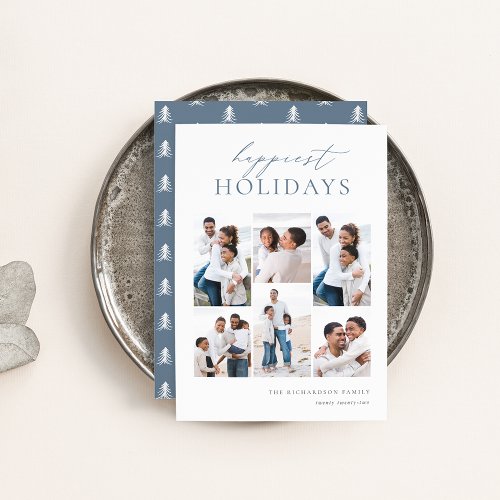 Elegant Christmas 6 Photo Collage Happiest Holiday Card
