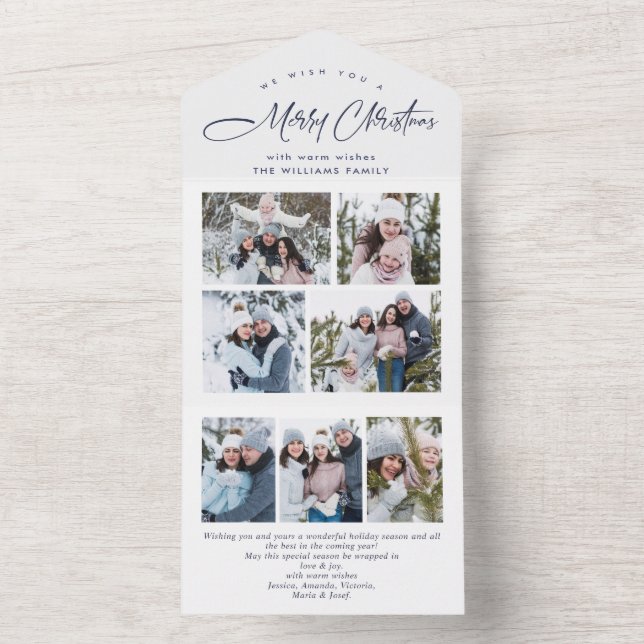 Elegant Christmas 7 Photo Greeting Holiday Card (Inside)