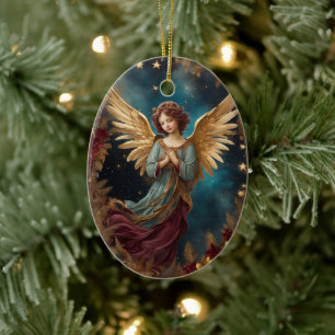 Elegant Christmas Angel Ceramic Ornament