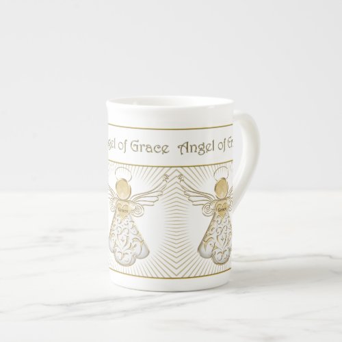 Elegant Christmas Angel of Grace Filigree Pattern Bone China Mug