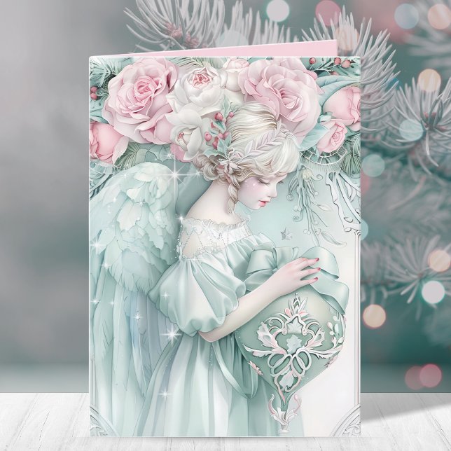 Elegant Christmas Angel Sparkle Holiday Card (Creator Uploaded)