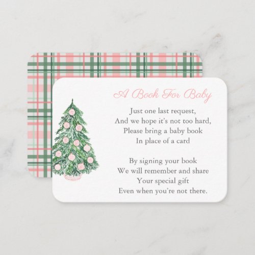 Elegant Christmas Baby Shower For Girl Bring Book  Enclosure Card