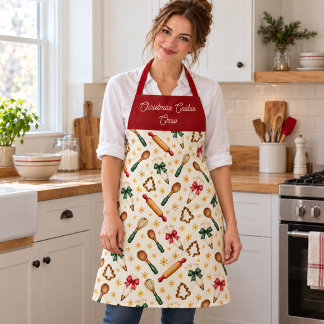Elegant Christmas Baking Utensils Pattern Apron