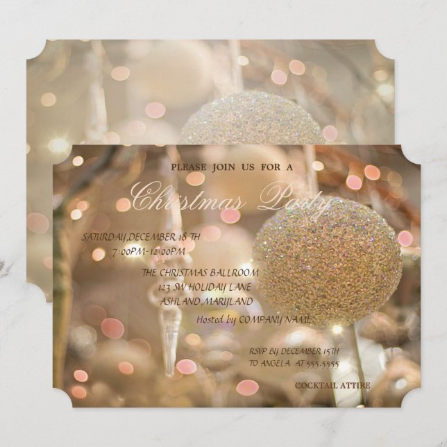 Elegant Christmas Ball, Corporate Christmas Party Invitation (Front/Back)