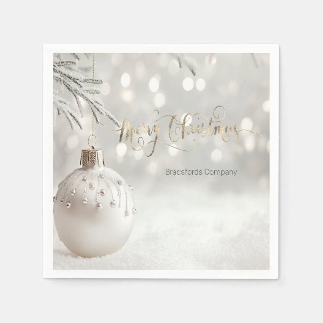 Elegant Christmas Ball White Bokeh Napkins (Front)