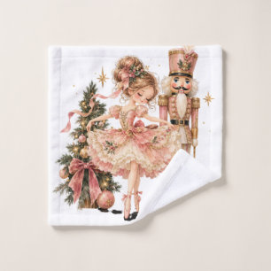 Elegant Christmas Ballerina & Nutcracker Bath Towe Wash Cloth
