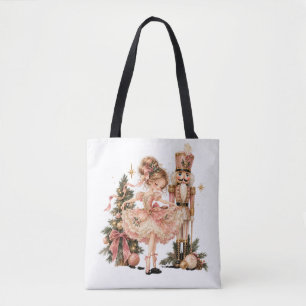 Elegant Christmas Ballerina & Nutcracker Tote Bag