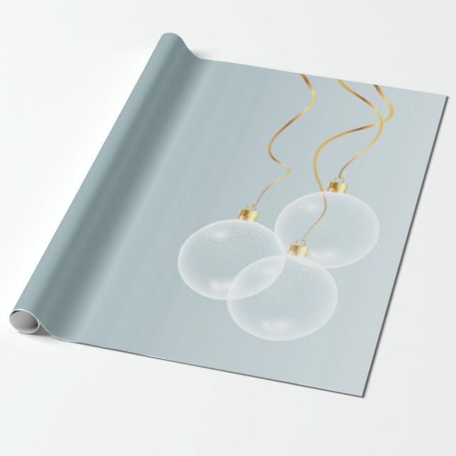 Elegant Christmas balls Blue Holiday Wrapping Paper (Unrolled)