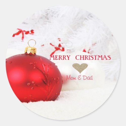 Elegant Christmas BallsBranches Classic Round Sticker