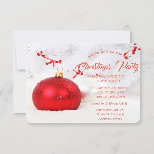 Elegant Christmas Balls Company Christmas Party Invitation | Zazzle