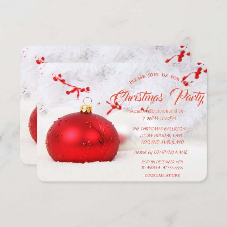 Elegant Christmas Balls Company Christmas Party Invitation 