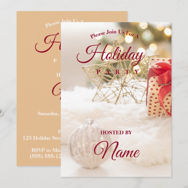Elegant Christmas Balls, Corporate Christmas Party Invitation (Front/Back)