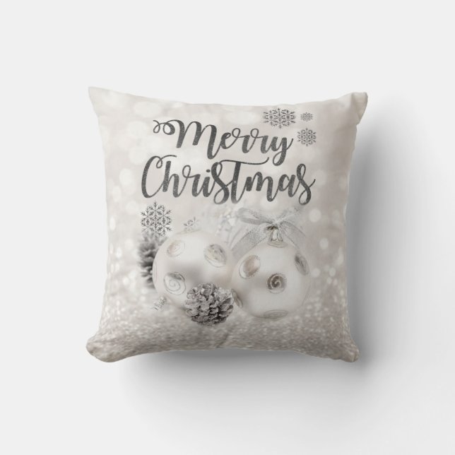 Elegant,Christmas Balls ,Glittery Bokeh Throw Pillow (Front)