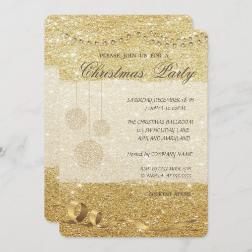 Elegant Christmas BallsGlittery Christmas Party Invitation