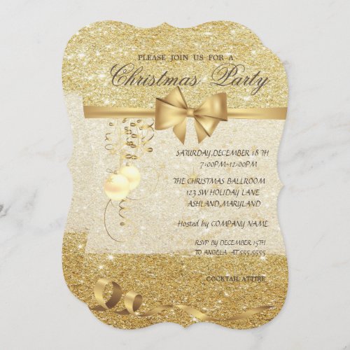 Elegant Christmas BallsGlittery Christmas Party Invitation