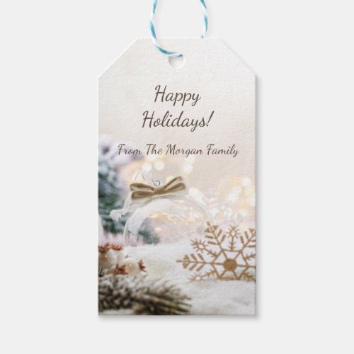 Elegant Christmas BallsGold Snowflakes Gift Tags