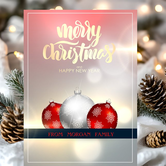 Elegant Christmas Balls Holiday Card (Creator Uploaded)