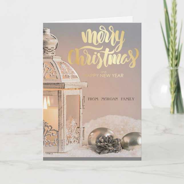 Elegant Christmas Balls,Lantern Holiday Card (Front)