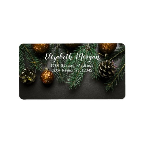 Elegant Christmas BallsPine Tree Branch Label