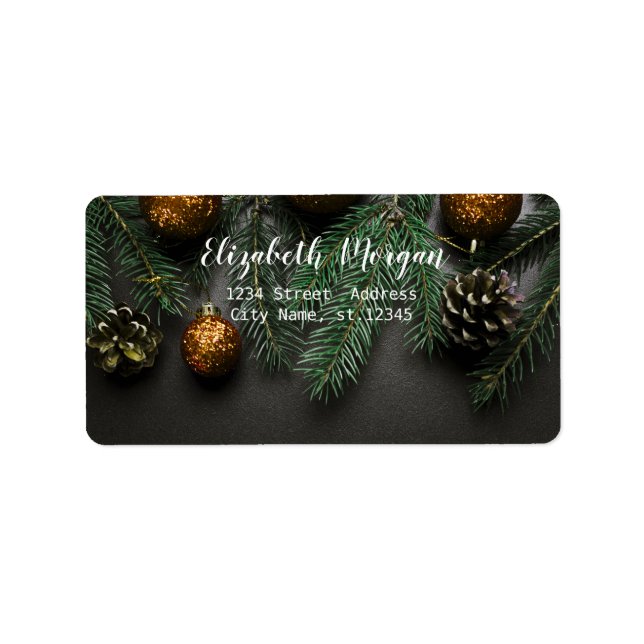 Elegant Christmas Balls,Pine Tree Branch Label (Front)