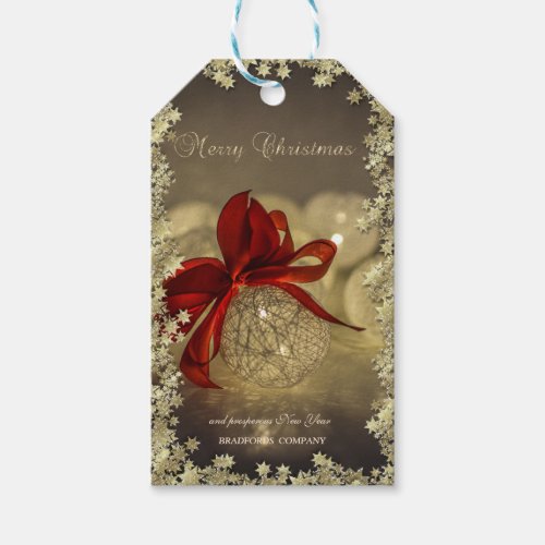 Elegant Christmas Balls Red Bow Stars Company  Gift Tags