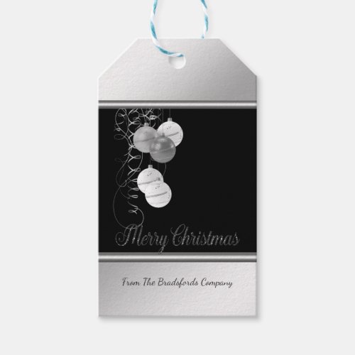 Elegant Christmas BallsSilver Black Company Gift Tags