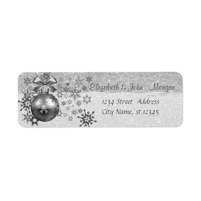 Elegant ,Christmas Balls,Snowflakes,Glittery Label (Front)