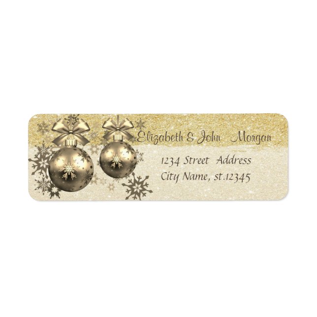 Elegant ,Christmas Balls,Snowflakes,Glittery Label (Front)